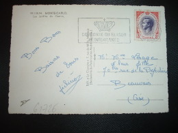 CP TP RAINIER III 8F OBL.MEC.21-7-1955 MONTE CARLO + COURONNE DU BLASON MEDITERRANEE - Cartas & Documentos