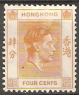Hong Kong   1938  SG  142 4c  Perf 14  Mounted Mint - Unused Stamps