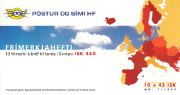 Iceland 1997 Booklet Of 10 Scott #844 45k Couple On Horse EUROPA - Markenheftchen