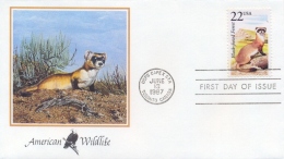 USA 1987 FDC American Wildlife Black-footed Ferret - Altri