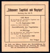 A9058 - Zschopau - Zschopauer Tageblatt - Rechnung Quittung 1940 - 1900 – 1949