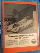 DIV415 : Clipping CADEAUX  PUBLICITAIRES  GULF PORSCHE 917  -  Pour  Collectionneurs ... PUBLICITE  Page De Revue Des An - Collectors E Strani - Tutte Marche