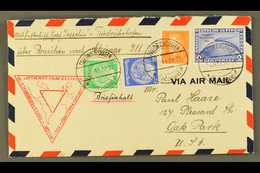 5145 ZEPPELIN MAIL 1933 14th Oct, Europa - Recife Chicago Flight Cover Franked Chicago Flight 2Rm Blue Tied By Freidrich - Unclassified