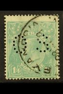 5337 OFFICIALS 1926 1s 4d Pale Greenish Blue, Punctured "OS", SG O96, Fine Used Centered To Base. For More Images, Pleas - Other & Unclassified