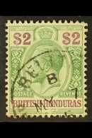 5547 1913-21 $2 Purple & Green, MCA Wmk, SG 109, Fine Cds Used For More Images, Please Visit Http://www.sandafayre.com/i - British Honduras (...-1970)
