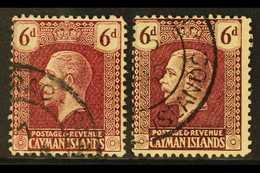 5772 1921-26 6d Claret & 6d Deep Claret, SG 77/77a, Cds Used (2 Stamps) For More Images, Please Visit Http://www.sandafa - Cayman Islands