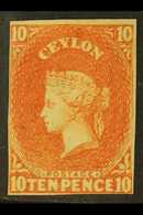 5782 1857-59 10d Dull Vermillion IMPERF, SG 9, 4 Margins (close To Clear), Mint. Cat £900 For More Images, Please Visit  - Ceylon (...-1947)