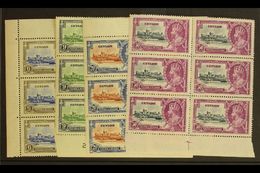 5787 1935 Silver Jubilee Complete Set, SG 379/382, As Mint Marginal BLOCKS OF SIX, Light Creasing To The 6c And 9c, Othe - Ceylon (...-1947)