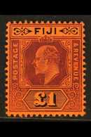 6030 1906-12 £1 Purple And Black On Red, SG 124, Superb Never Hinged Mint. For More Images, Please Visit Http://www.sand - Fiji (...-1970)