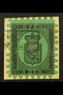 6043 1866-67 8p Black/blue Green (Type II) Serpentine Roulette, SG 45, Fine Used On Piece, One Short Tooth To Left Side  - Other & Unclassified