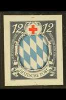 6298 BIZONE 1948 RED CROSS ESSAY Bavaria 12+12pf Shield Design Imperforate Stamp Size Essay By P. Suess, Large Margins A - Other & Unclassified