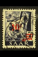 6302 SAAR 1947 10f On 50pf Slate- Violet Original Printing, Michel 235 ZI (SG 232A, £7000), Very Fine Used With 2014 Str - Other & Unclassified