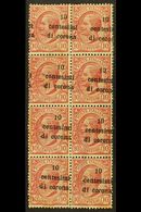 6738 TRENTINO & TRIESTE 1919 10c Di Corona On 10c, Var "oblique Ovpt", Sass 4u, Mint Block Of 8, Some Tone Spots. Cat €5 - Unclassified