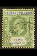 6898 1902 KEVII 5s Green And Blue, SG 28, Very Fine Used. For More Images, Please Visit Http://www.sandafayre.com/itemde - Leeward  Islands