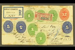 7061 1894 (17 Apr) 12c Scarlet Numeral Ps Envelope To Germany, Registered And Uprated With 1890-95 1c (x5 Inc Strip Of 3 - Mexico