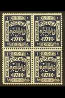 7370 1920-1 1p Deep Indigo, 10mm Arabic Inscription, Perf.15x14, SG 35, Fine Mint Block Of 4, Small Gum Thin On One Stam - Palestine