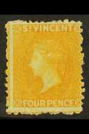 7553 1869 No Watermark 4d Yellow, SG 12, Fine Mint. For More Images, Please Visit Http://www.sandafayre.com/itemdetails. - St.Vincent (...-1979)