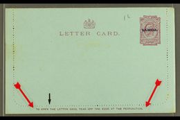 7583 1914 LETTER CARD 1d Dull Claret On Blue, Inscription 90mm, H&G 1, Unused, Broken "T" In "...OPEN THE..." Some Very  - Samoa