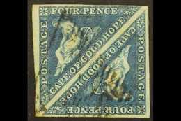 7709 CAPE OF GOOD HOPE 1855-63 4d Deep Blue/white Paper, SG 6, Lightly Used "Tete Beche" Pair With 4 Margins For More Im - Unclassified