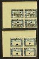 7907 1940 3d Black And Blue BSAC Golden Jubilee IMPERFORATE PROOF BLOCK OF FOUR In The Issued Colours Each With A Punch  - Southern Rhodesia (...-1964)