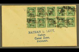 8129 CANAL ZONE POSTAGE DUES 1925 1c Deep Green Overprint (Scott J15) Used BLOCK Of 10 On Philatelic Cover Tied By Cork  - Other & Unclassified