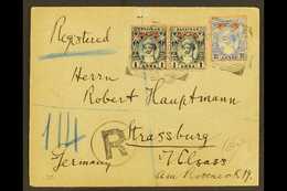 8163 1900 (10th April) Registered Envelope To Germany Bearing 1899-1901 1a Pair (SG 1890 & 2½a (SG 192) Tied By Multiple - Zanzibar (...-1963)