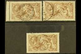 8369 1918-19 BRADBURY WILKINSON 2s6d "Seahorse" Shades Used Selection On A Stock Card. Includes Chocolate Brown SG 414,  - Unclassified