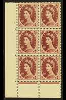 8377 1952-54 11d Brown-purple, SG 528, Superb Mint (only One Stamp Hinged) Lower Left Corner CYLINDER '1' (Dot) BLOCK Of - Other & Unclassified