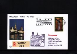 UNO Geneve 1990 Erstflug Geneve-Berlin - Cartas & Documentos