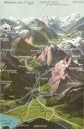 AK Glarus Kanton Landkarte Vogelschau Color ~1910 #01 - Andere & Zonder Classificatie