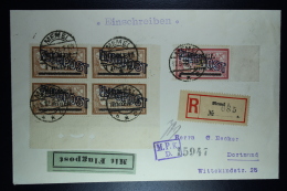 Memel Flugpost  Einschreiben Umschlag Memel Nach Dortmund Mi 4* 43 Platte II + 44   Zensur MPK Köningsberg  17-5-1922 - Memel