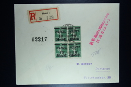 Memel Einschreiben Umschlag Memel Nach Dortmund Mi  2* 108 + 2* 108I (3,5 Mm) 11-12-1922  4 Block - Memel