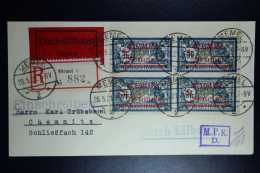 Memel Einschreiben Express Umschlag Memel Zu Chemnitz  Mi 33  4-block   28-05-1921 Zensur MPK Köningsberg - Memel (Klaïpeda) 1923