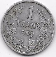 Belgique - 1 Franc 1909 - Argent - 1 Frank