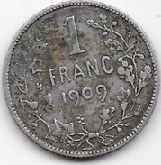 Belgique - 1 Franc 1909 - Argent - 1 Frank