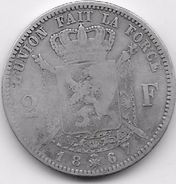 Belgique - 2 Francs 1867 - Argent - 2 Francs