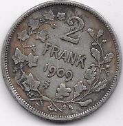 Belgique - 2 Francs 1909 - Argent - 2 Frank