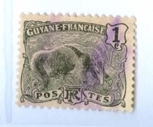 GUIANA FRANCESE, COLONIE FRANCESI, FRENCH COLONIES, FAUNA, ANIMALI, 1904, FRANCOBOLLI USATI Scott 51, Yvert Et Tellier 4 - Usati