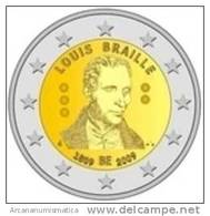 BELGICA  2€  2009  SC/UNC  "LOUIS BRAILLE"  BIMETALICA   DL-7262 - Bélgica