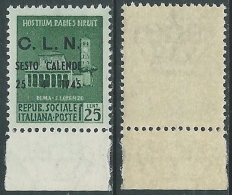 1945 ITALIA EMISSIONI CLN SESTO CALENDE MONUMENTI 25 CENT MNH ** - E99 - Comité De Libération Nationale (CLN)