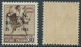 1945 ITALIA EMISSIONI CLN SESTO CALENDE MONUMENTI 30 CENT MNH ** - E99 - Centraal Comité Van Het Nationaal Verzet (CLN)