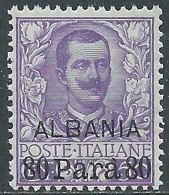 1907 LEVANTE ALBANIA FLOREALE 80 PA SU 50 CENT MNH ** - E101 - Albanie