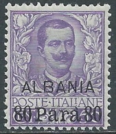 1907 LEVANTE ALBANIA FLOREALE 80 PA SU 50 CENT MNH ** - E101-2 - Albanië