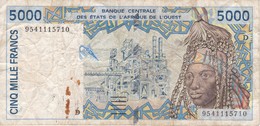 BILLETE DE MALI DE 5000 FRANCS LETRA D DEL AÑO 1995 (BANK NOTE) - Mali