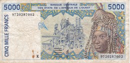 BILLETE DE SENEGAL DE 5000 FRANCS LETRA K (BANK NOTE) - Sénégal