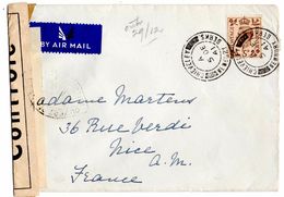 Lettre Par Avion De Chieveley (05.12.1941)  Pour Nice Double Censure/censor British And French - Lettres & Documents