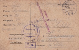 Prisoner Of War From French POW In Germany, Gefangenenlager Havelberg P/m 2.6.1916 In Havelberg To Lille  (DD10-20) - Sin Clasificación