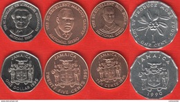 Jamaica Set Of 4 Coins: 1 Cent - 1 Dollar 1990-1996 UNC - Jamaique