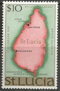 St Lucia - 1973 Island Map $10 MNH **    Sc 274a - Ste Lucie (...-1978)