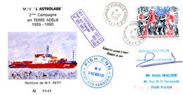 TAAF. PA 107 De 1989 Sur Enveloppe Commémorative. L'Astrolabe. - Polar Ships & Icebreakers